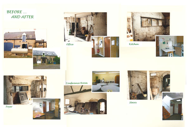 The Stables inside before and after renovation
